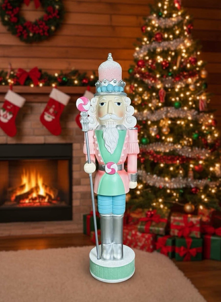 Christmas Pastel Candy Nutcracker 18"H Peppermint Square New