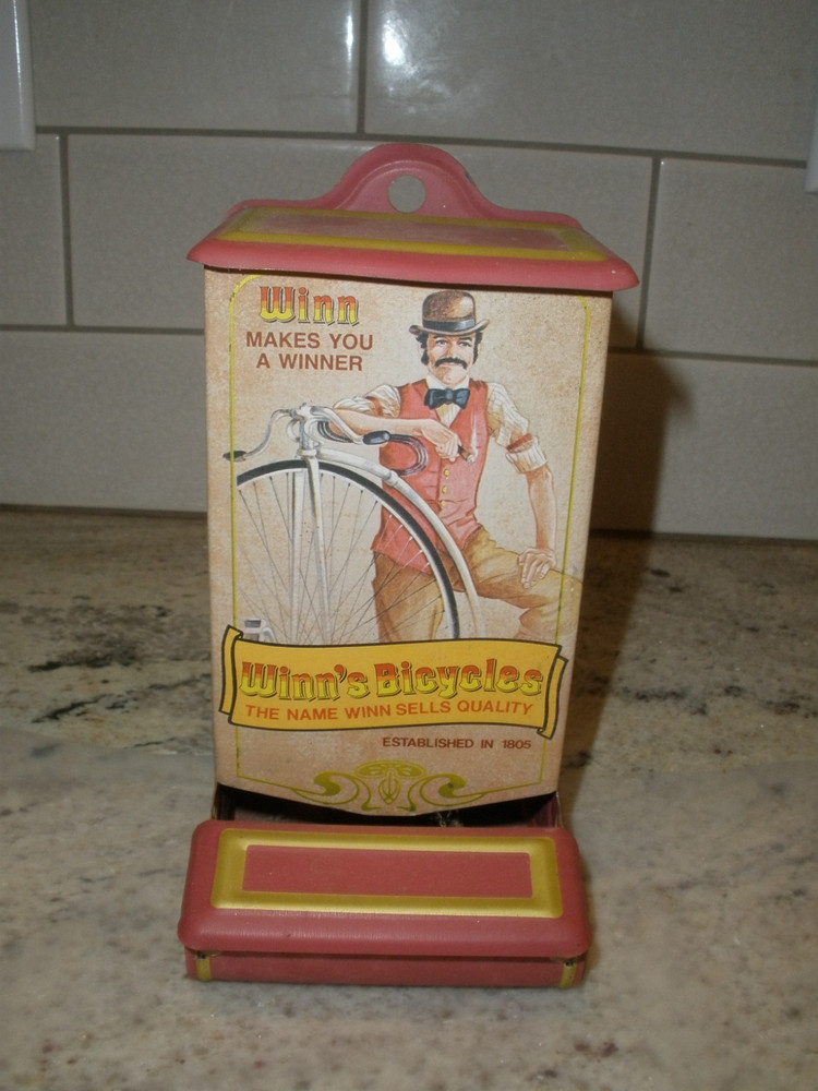 WINN'S BICYCLES EMPTY MATCH BOX HOLDER TIN JASCO