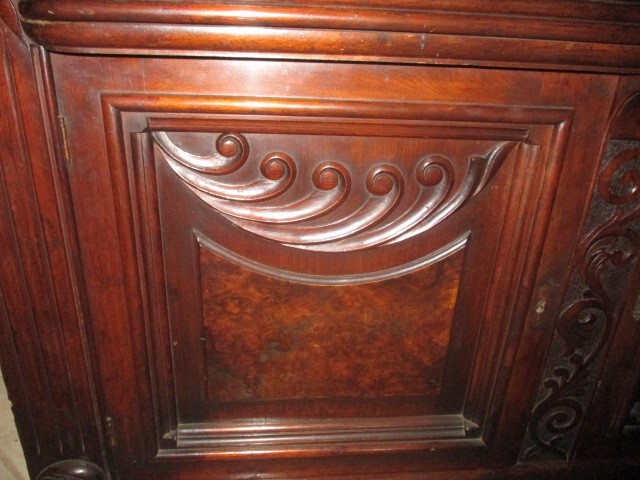 Antique Victorian Walnut Sideboard w/ Brown Marble Top