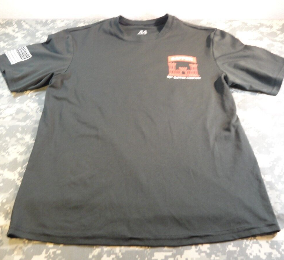 DISCONTINUED 95TH SAPPER COMPANY WOLFPACK BLACK ENGINEERS UNIT SHIRT MEDIUM