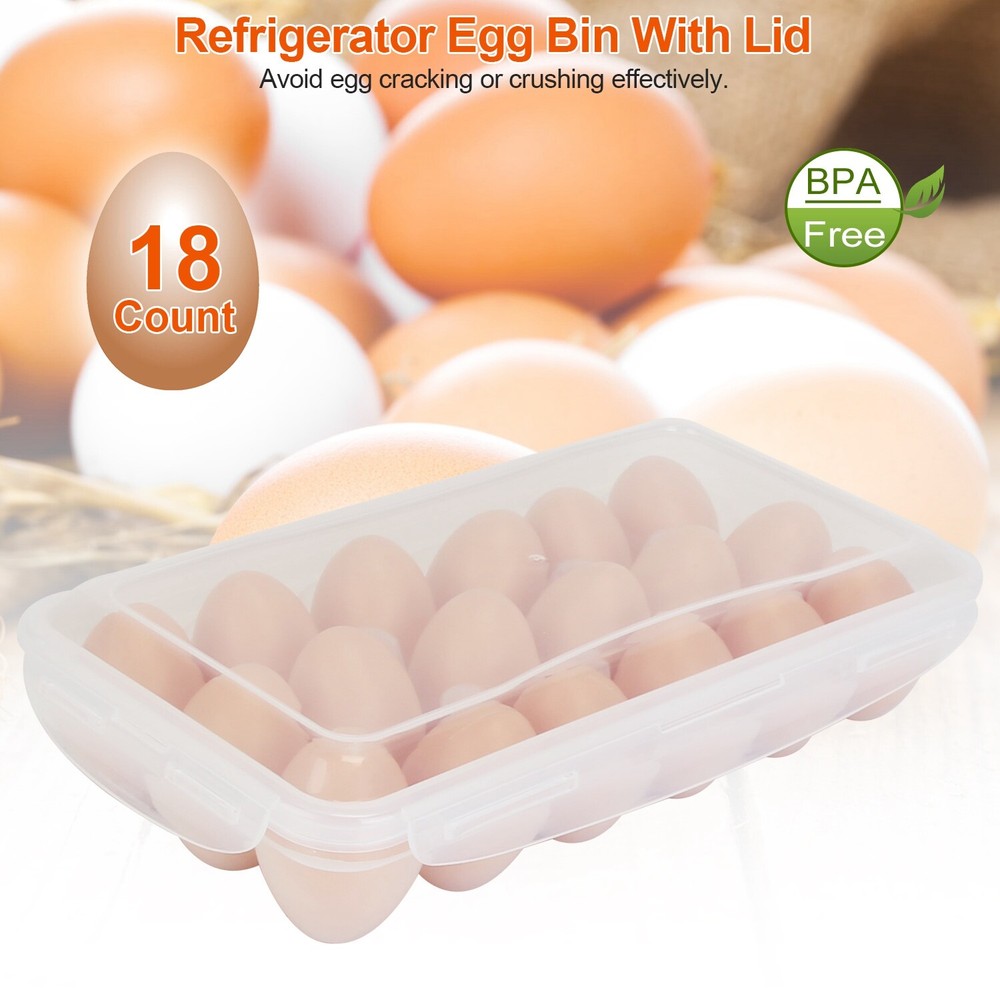 2x Plastic Egg Holder Stackable Egg Storage Box Egg Rack for Refrigerator Fridge