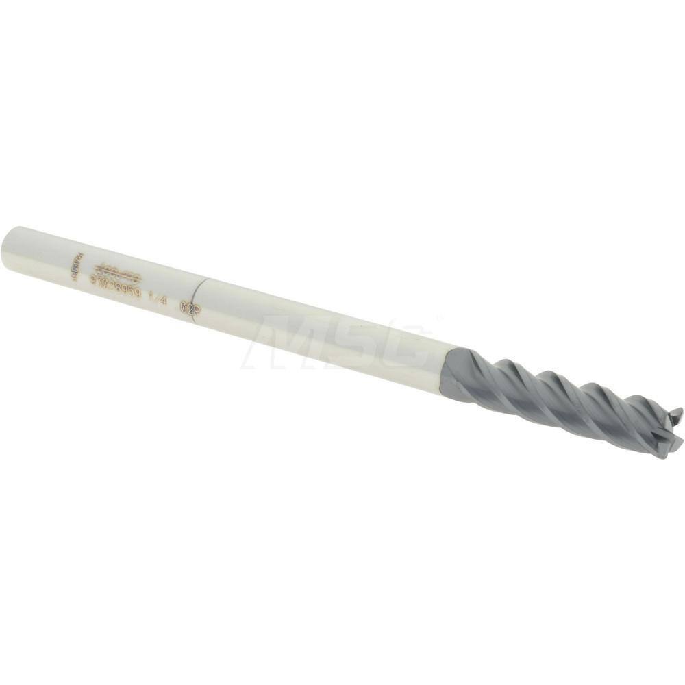 Accupro 1/4" Diam 4 Flute Single End Solid Carbide 0.02" Corner Radius End Mi...