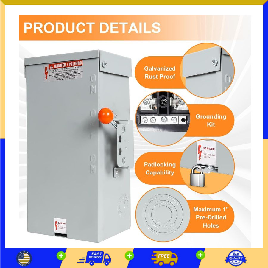 100A Generator Transfer Switch 24000W General-Duty Double-Throw Safety Stability