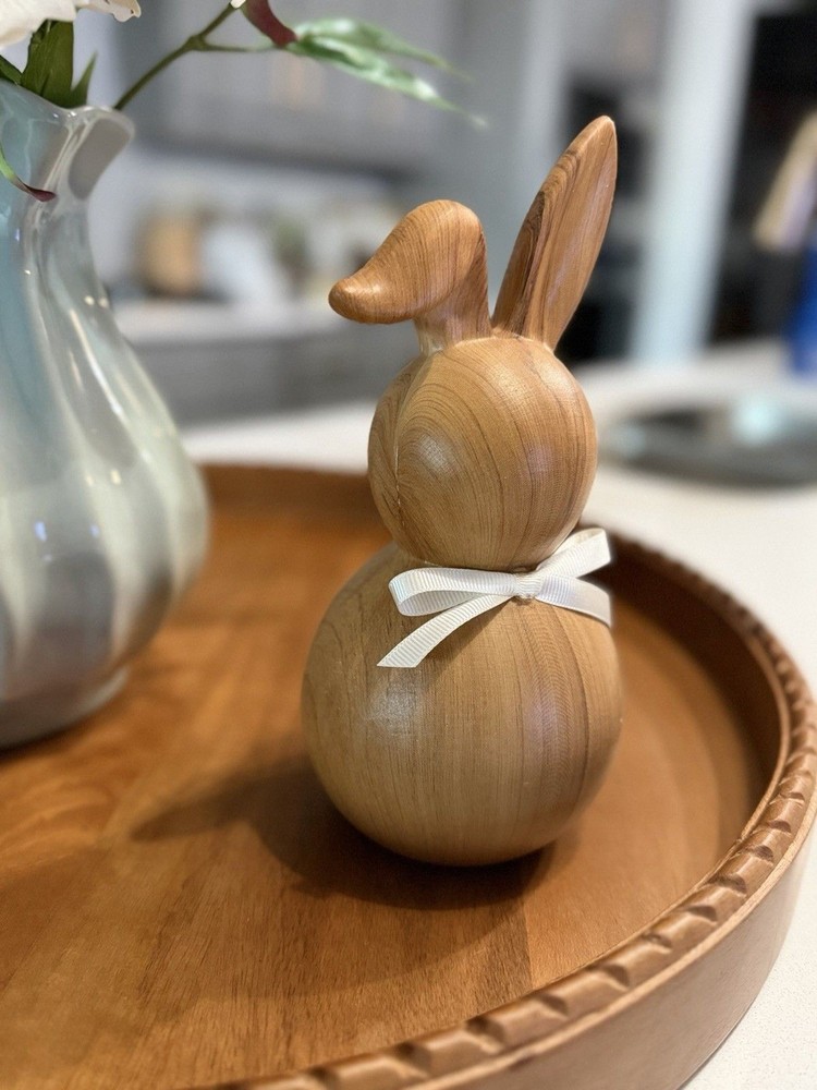 10” Decorative Ceramic Bunny Rabbit| Neutral Pottery Barn Style Spring Decor