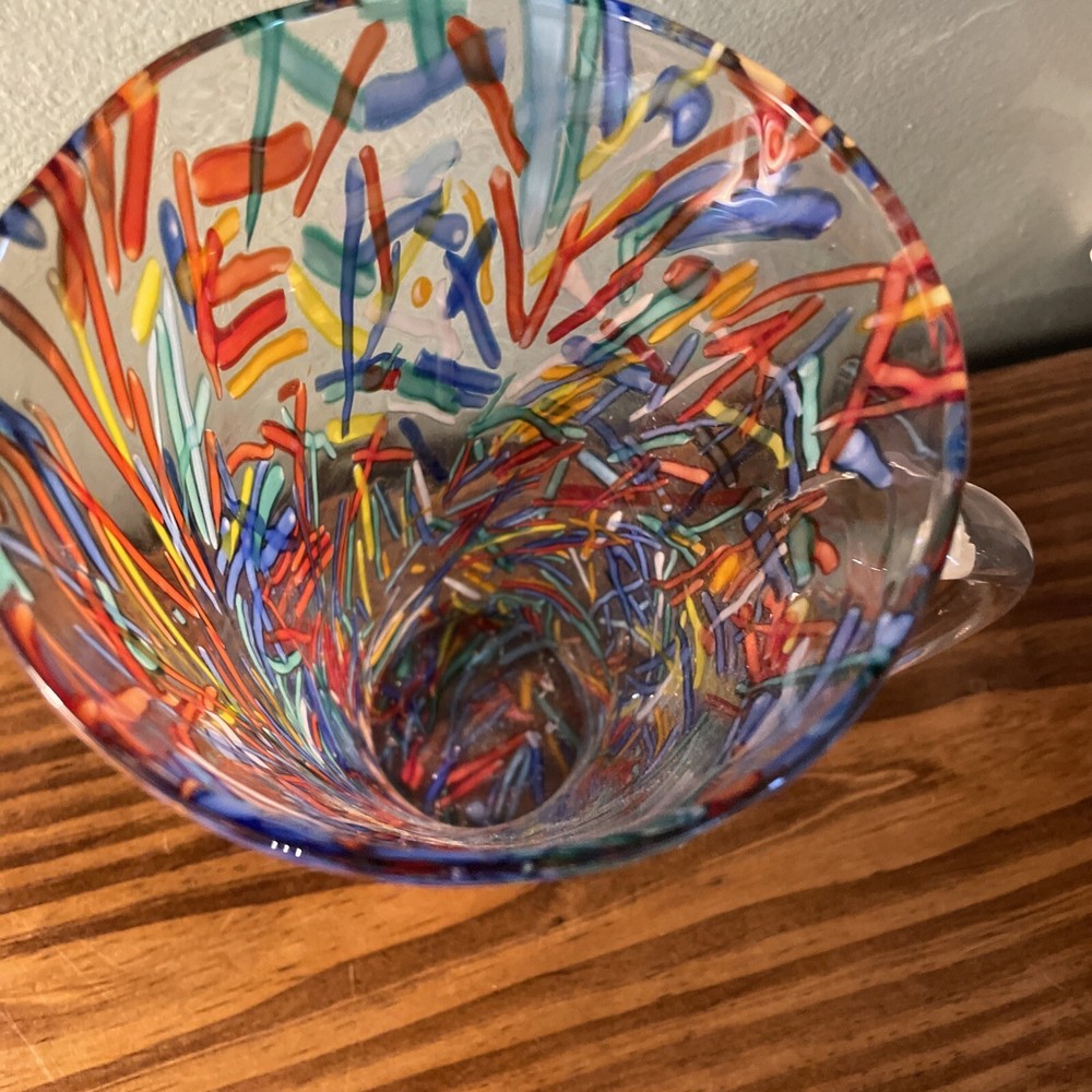 Pier 1 Confetti Multicolor Glass Pitcher with Handle