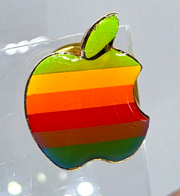 Vintage 1983 Apple Computer Rainbow Logo Apple Lapel Tie Pin
