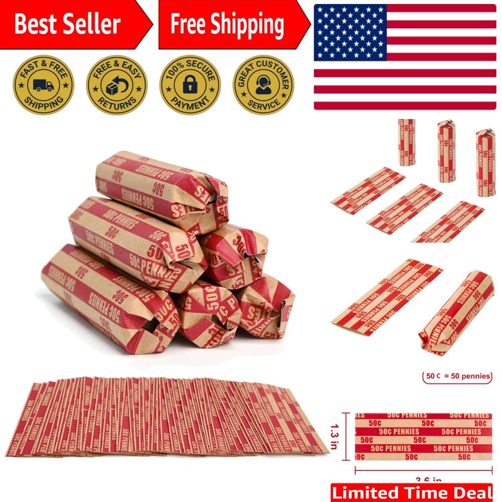 105 PCS  Red Striped Coin Wrappers - Heavy-Duty Storage Solution