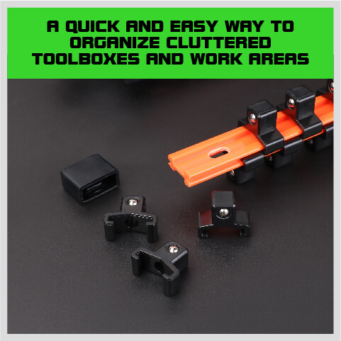 3PC Socket Organizer Sliding Holder Rail Mountable 1/4" 3/8" 1/2" Tool Storage