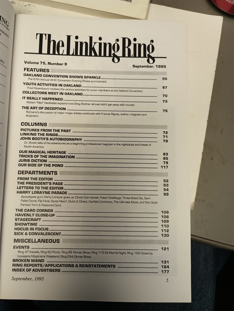 Harry Lorayne Linking Ring Issue for Sale 1995