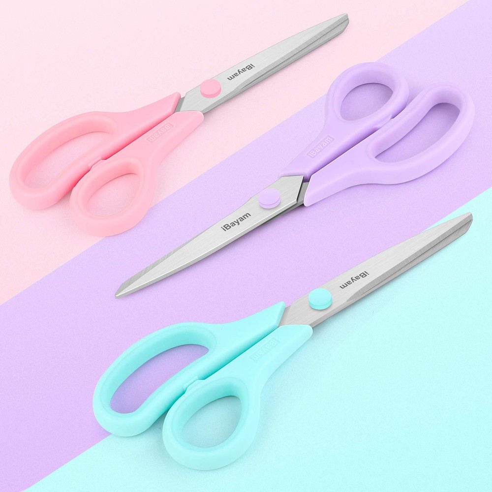 Scissors, 8" All Purpose Scissors Bulk 3Pack, Ultra Sharp 2.5mm Thick Blade S...