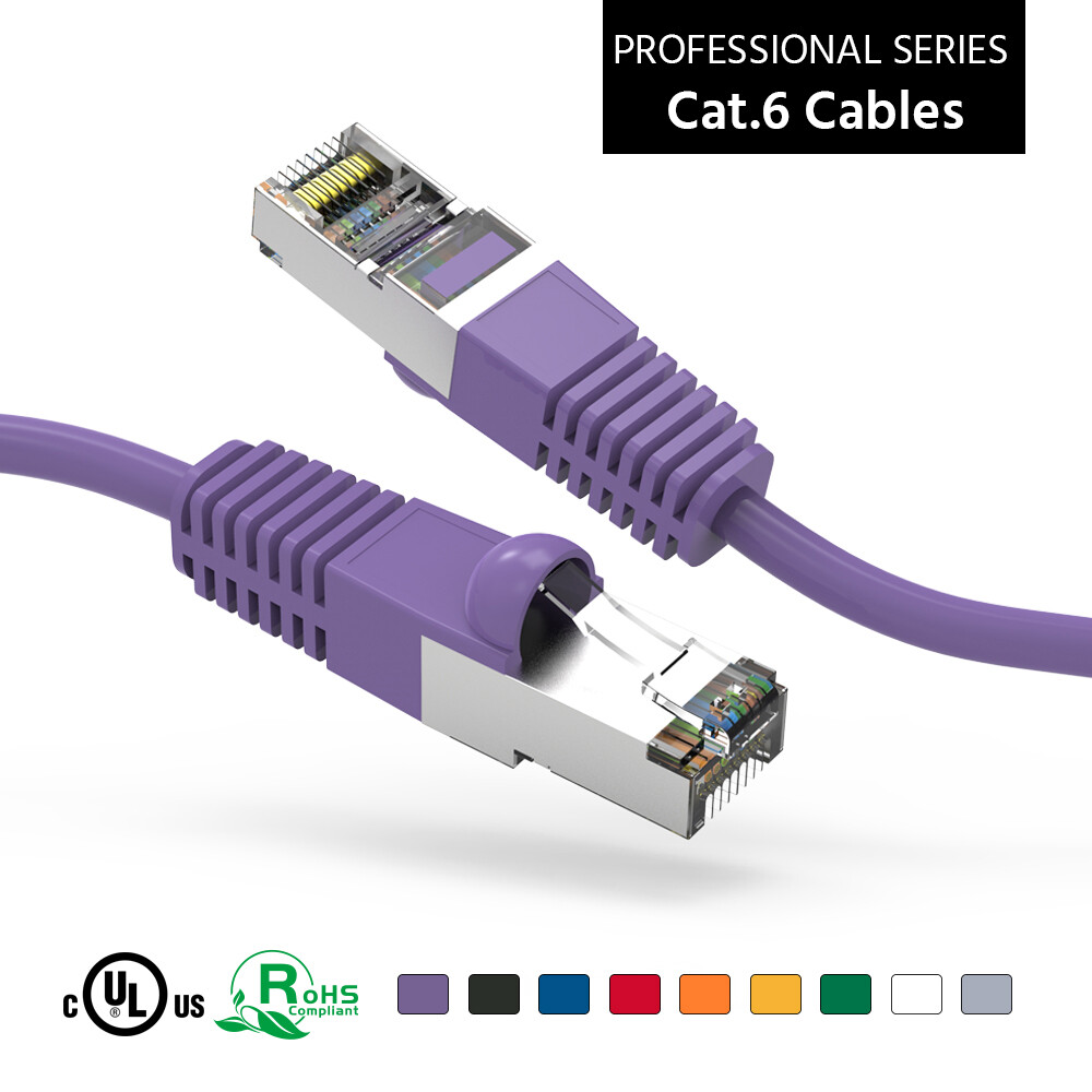 2Ft CAT6 Shielded (SSTP) Ethernet Network Booted Cable Purple
