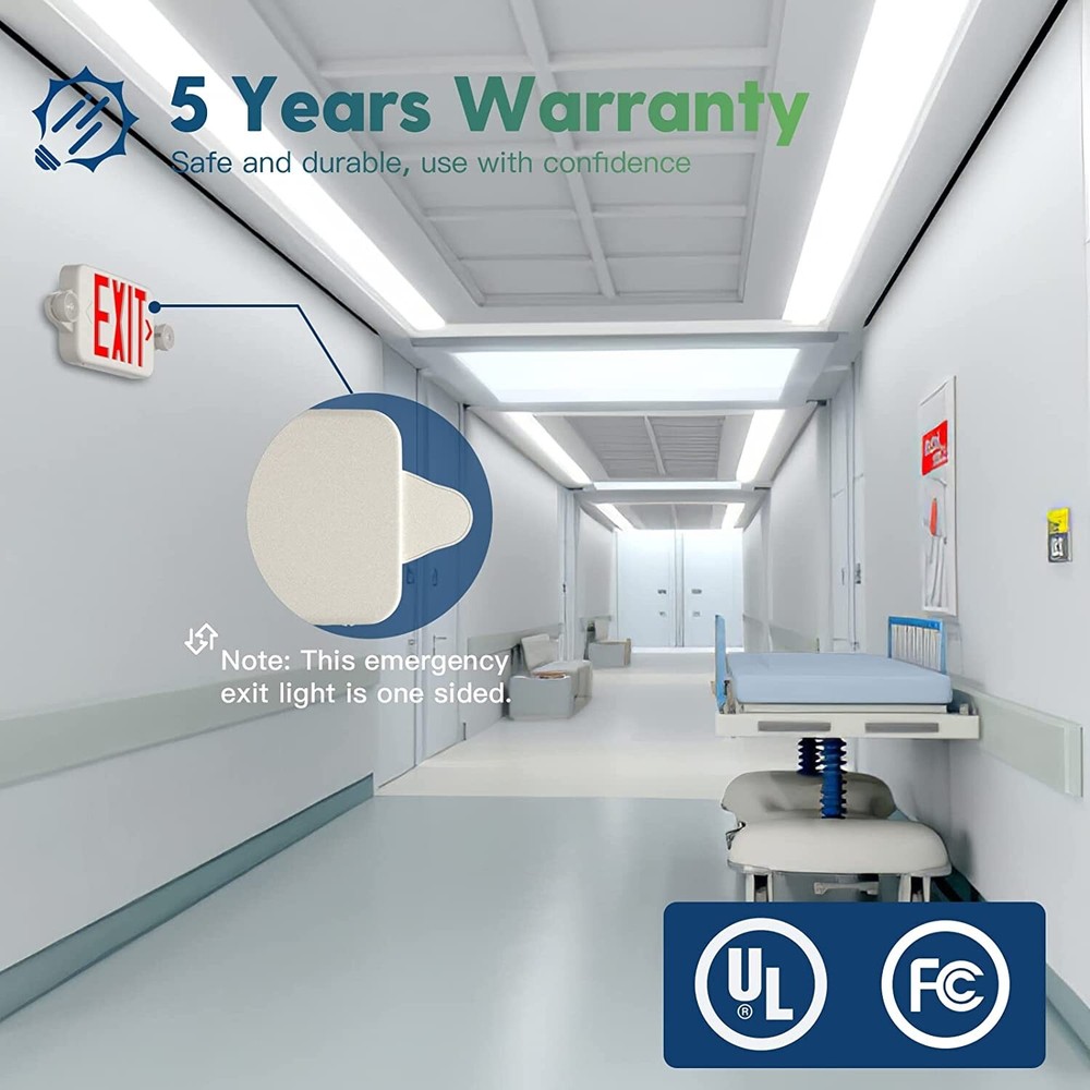 6 Pack LED Exit Sign Emergency Light–Hi Output RED Compact Combo UL 924 Listed