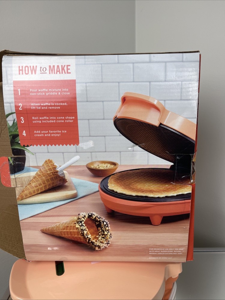 Koji Orange Cone Waffle Maker with White Cone