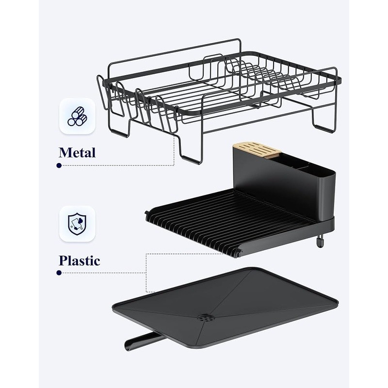 Adjustable Expandable Dish Drying Rack Anti-Slip Rustproof Kitchen Organizer New