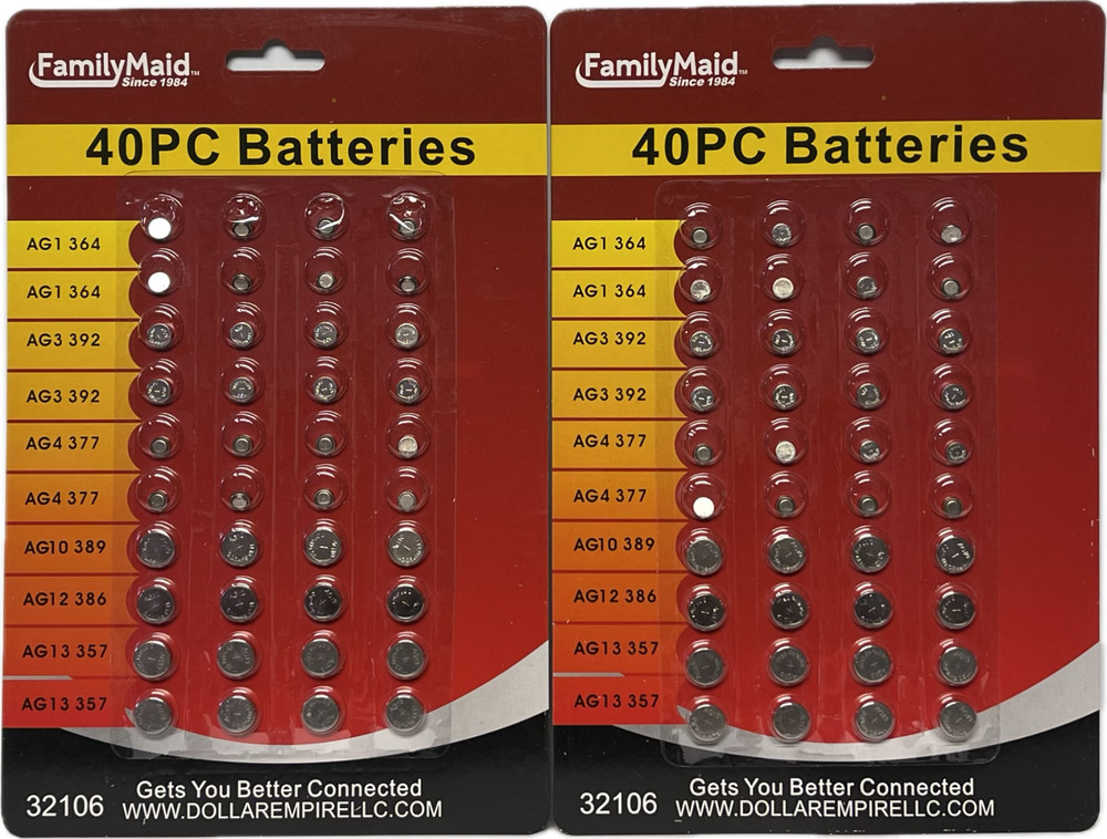 2x 40 pc Assorted ALKALINE Button Coin Battery Cell Watch Calculator Flashlight