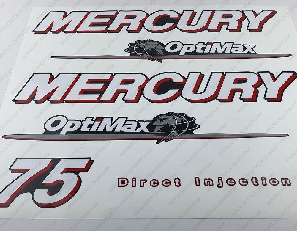 Mercury 75 hp Two Stroke Optimax DI 2006-2012 Set outboard engine decals sticker