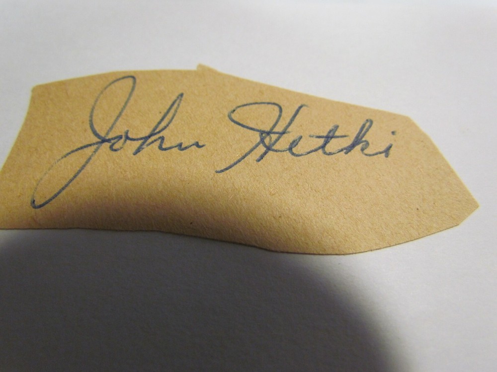 John Hetki autographed Cut/Index Card