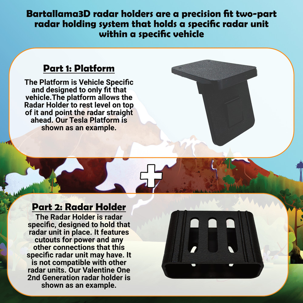 Bartallama3D Precision-Fit Radar Holder - Uniden R7 + C8 Corvette