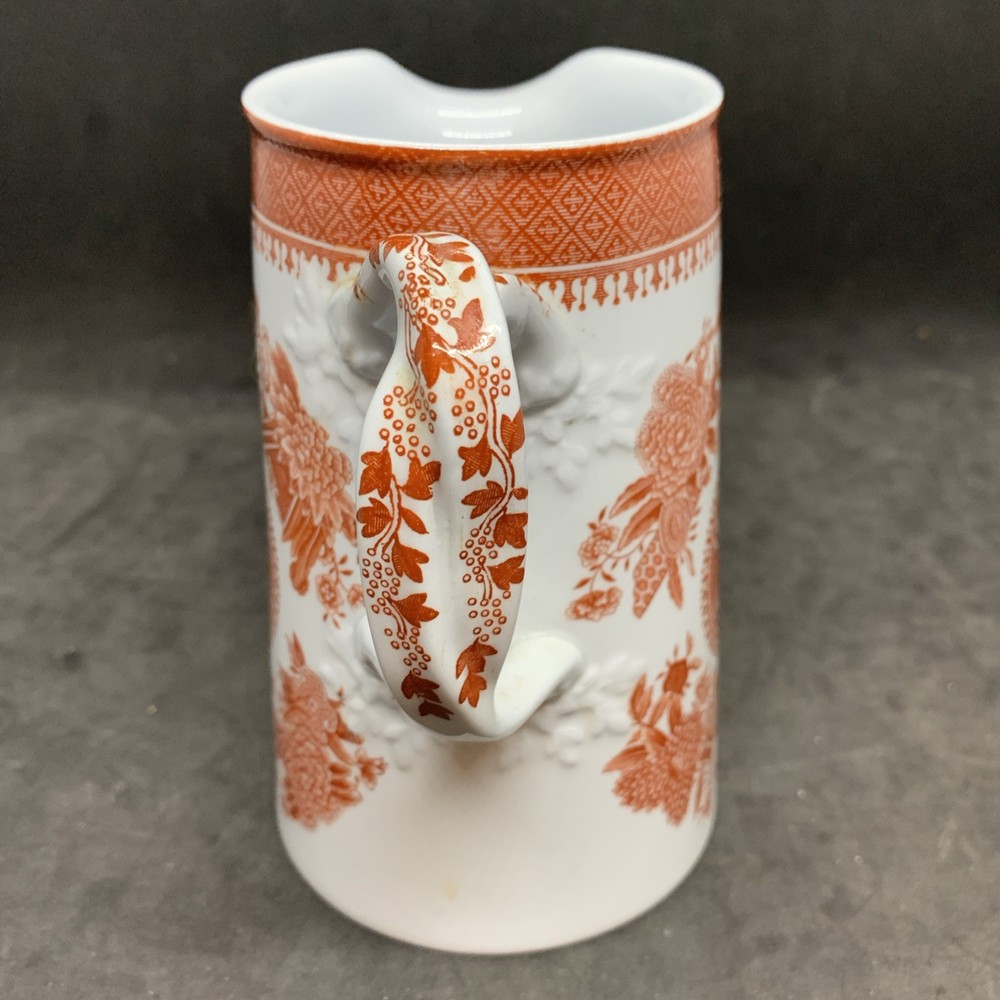 Spode England Tall Stone 16 oz Jug Pitcher FITZHUGH Red Twisted Handle