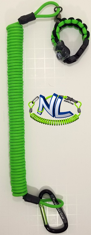 Kayak Canoe Paddle Tether Leash w/ quick disconnect Neverlost Gear Neon Green