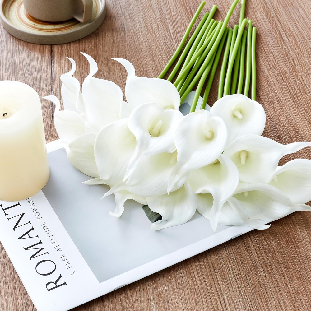 AWARDSEN Artificial 13 inches (tall) x 3 (diameter), A - Pure White