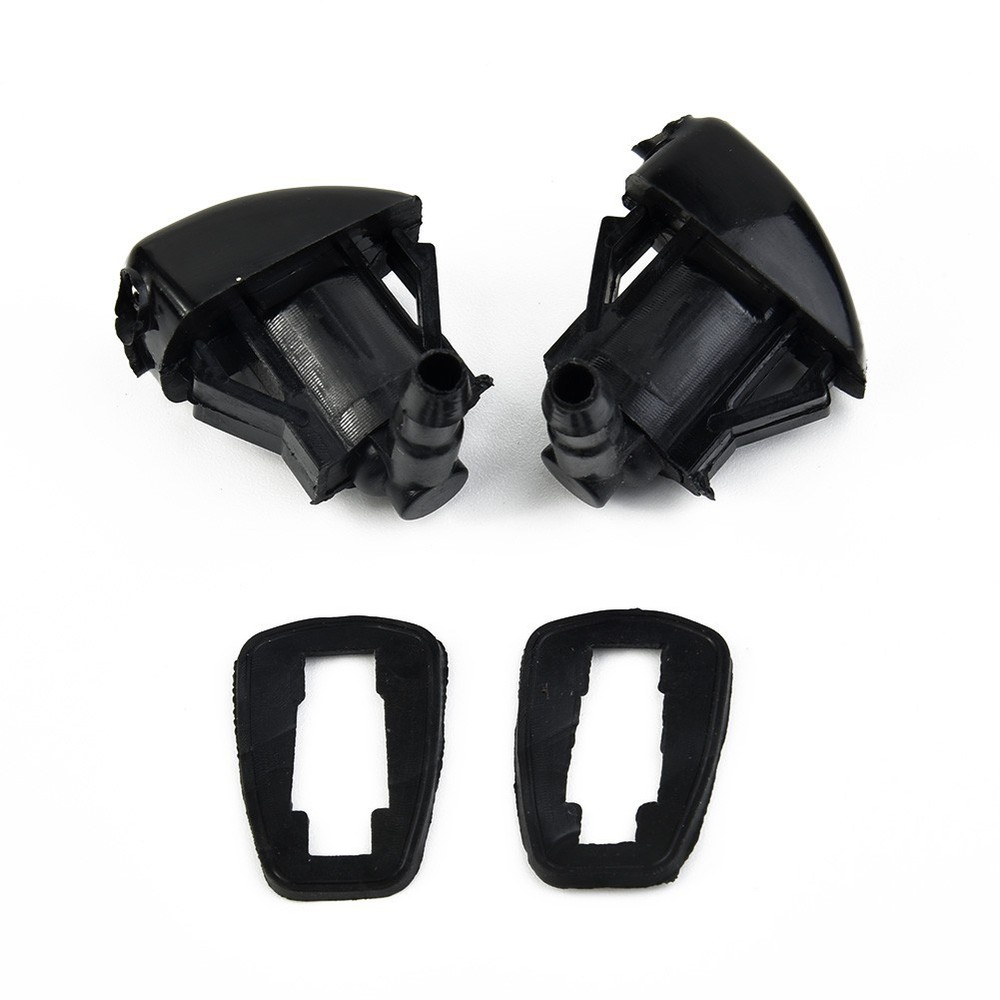 2PCs Washer Nozzle ABS Plastic Black Front Jet Windscreen Wiper Brand New