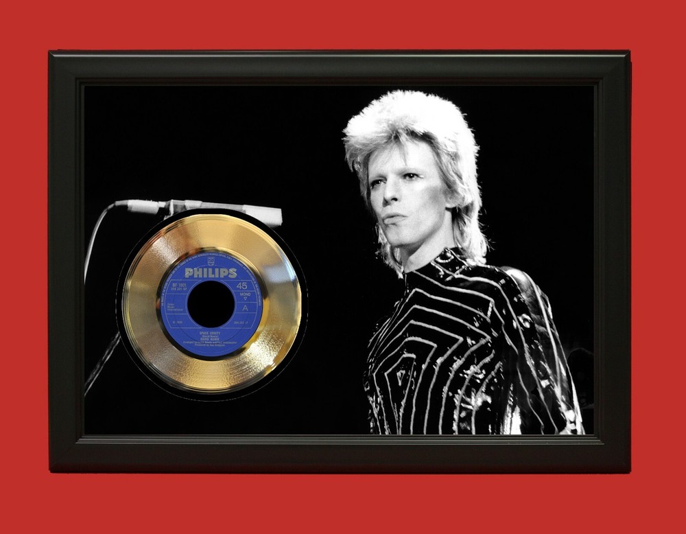 David Bowie Space Oddity Poster Framed Gold 45 Record Display