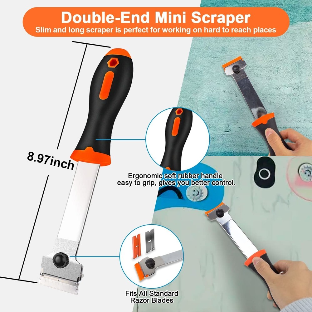Multi-Purpose Razor Blade Scraper Set,Min Scraper,Heavy Duty Long H... Fast Ship
