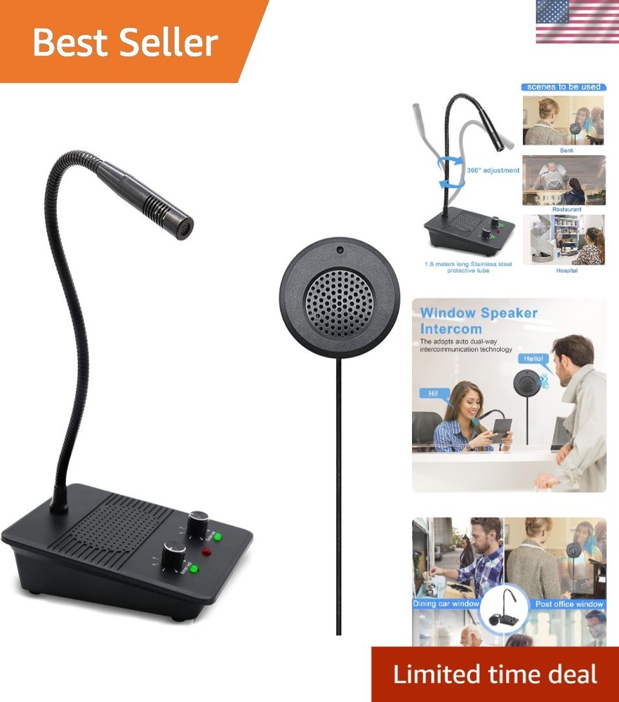 Window Intercom System Dual-Way Microphone Speaker Office Bank Hospital