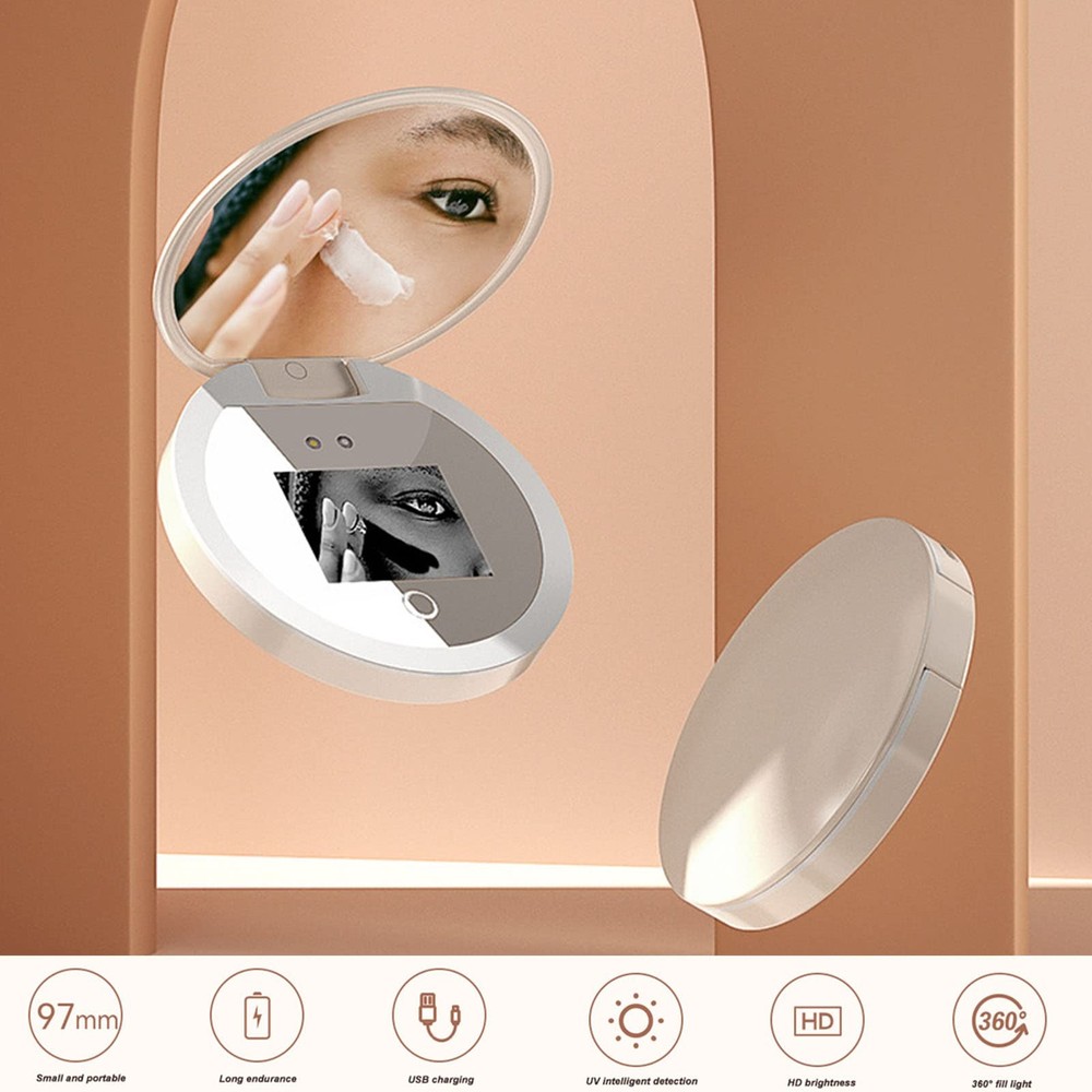 Mirror Sunscreen Testing with Adjustable Brightness, 2X Magnification Travel ...