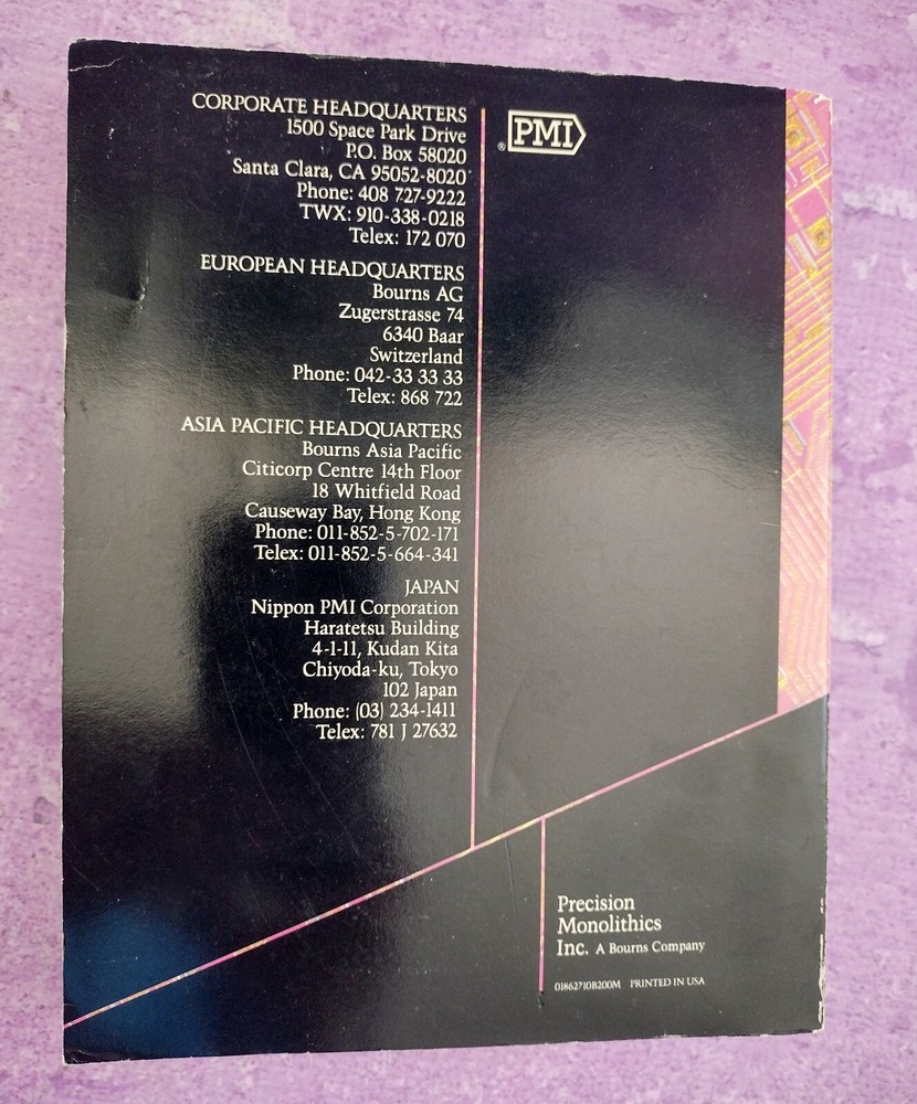 Linear and Conversion Products 1986-1987 PMI Precision Monolithics Data Book VTG