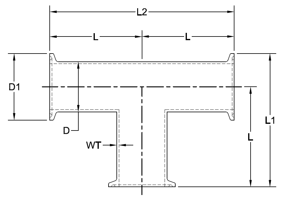 Long Tee | Tri Clamp 1 inch - Sanitary SS304 (3 Pack)