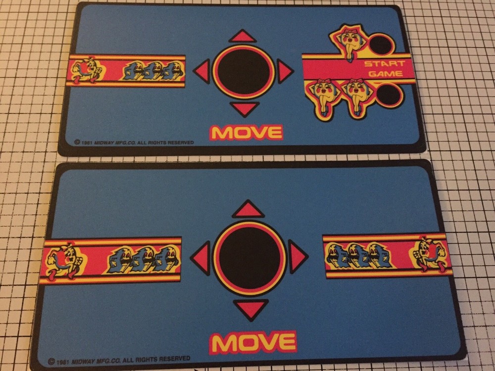 Ms Pacman Cocktail Laminated Control Panel Overlay Stickers (CPO)