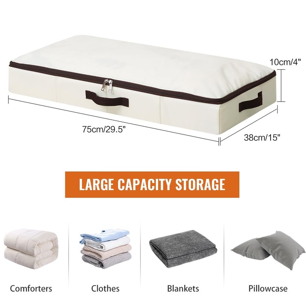 AMJ 2-Pack 4” Height Under-Bed Storage Baskets | Foldable Fabric Drawers f