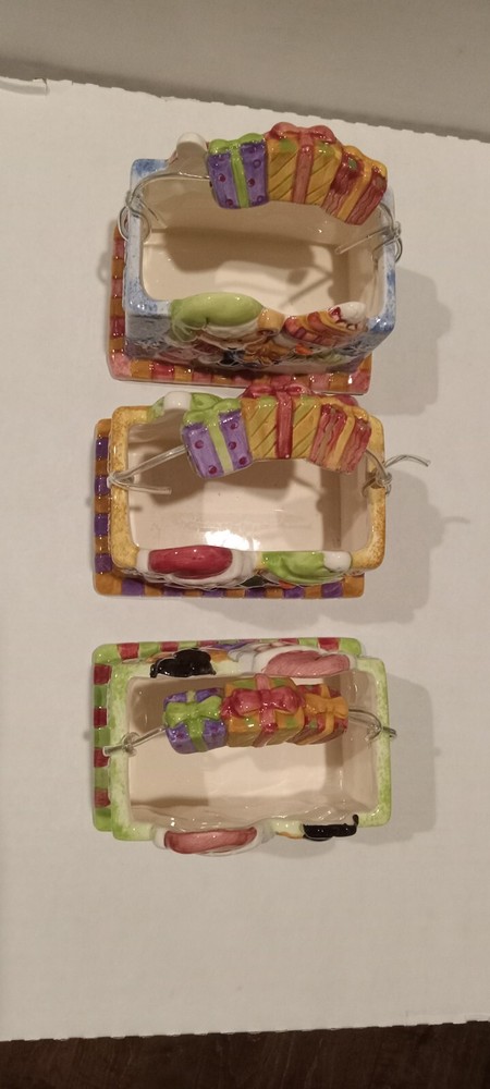 Set Of 3 Ceramic Christmas Baskets