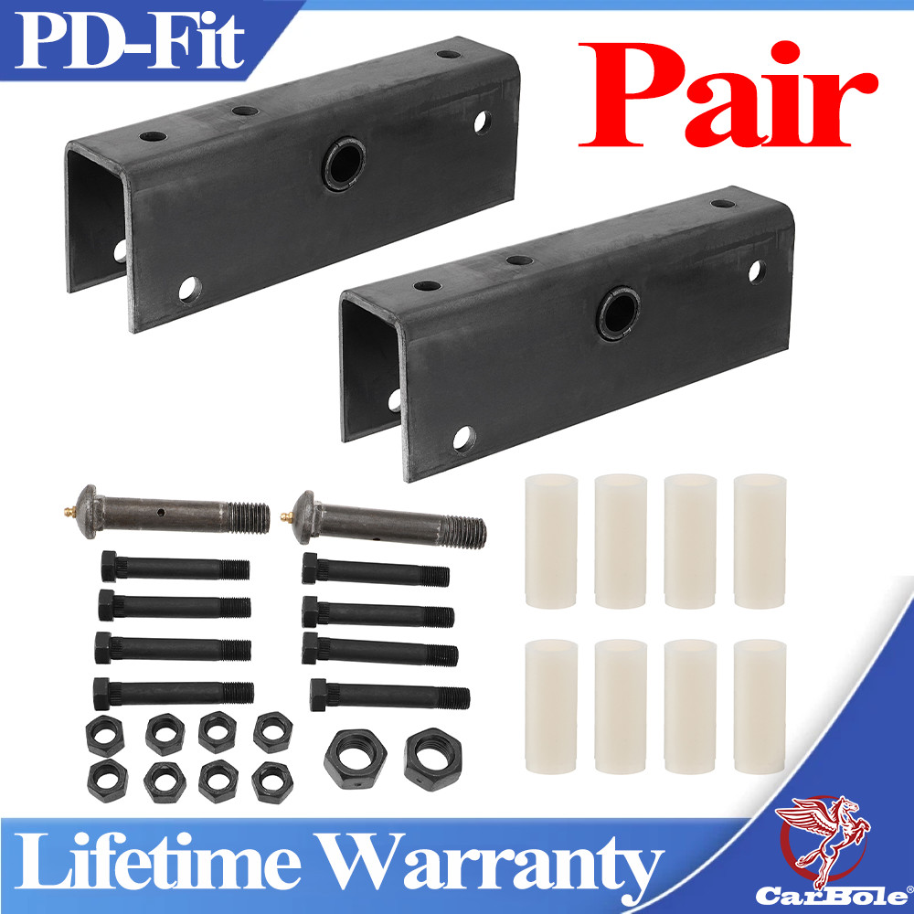Pair Trailer Suspension Rebuilt Kit Slipper Spring 12" Equalizer Bushings Bolts