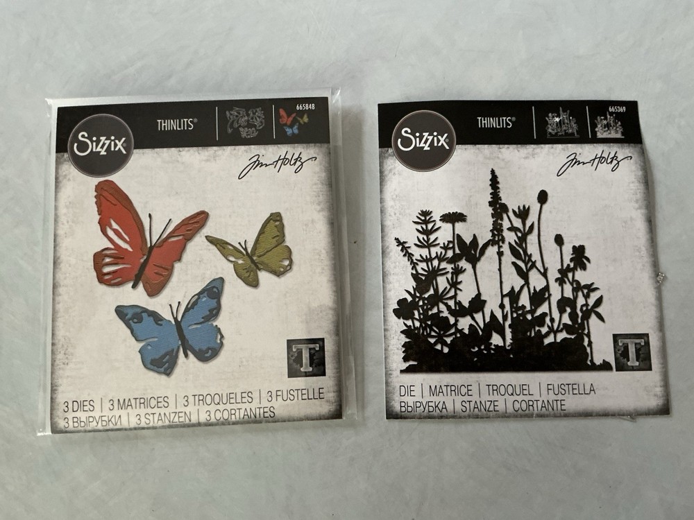 Sizzix Tim Holtz Thinlits Dies Flowers & Butterflies #665848 & #665369 New