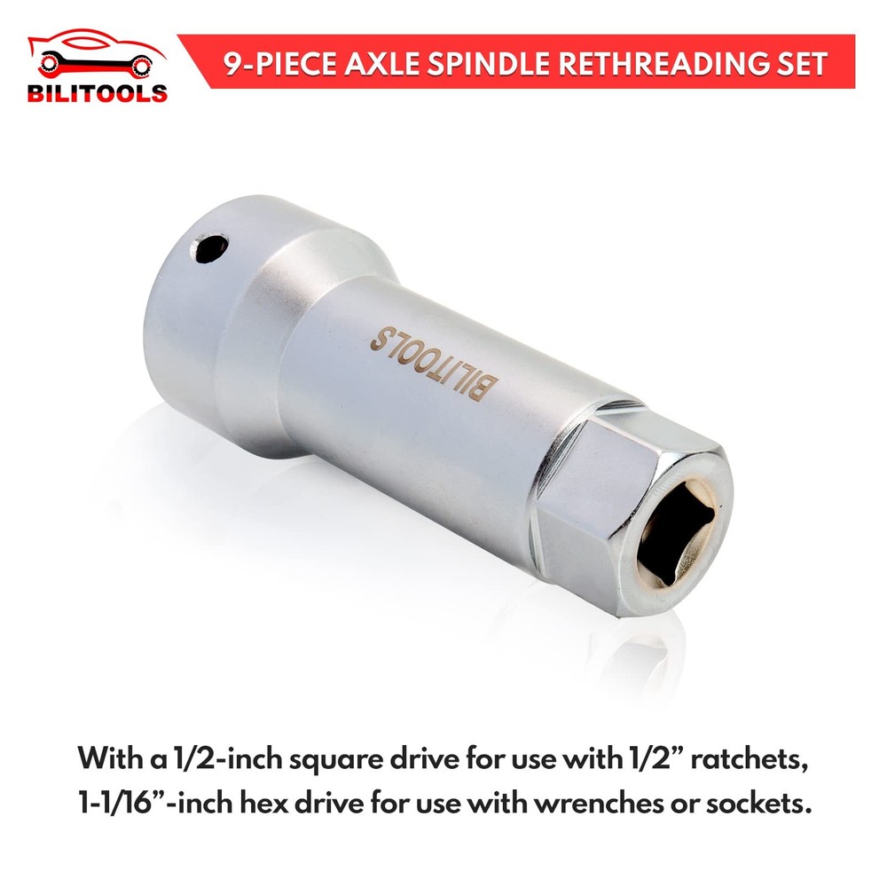 BILITOOLS 9-Piece Axle Spindle Thread Chaser Set, Rethreading...
