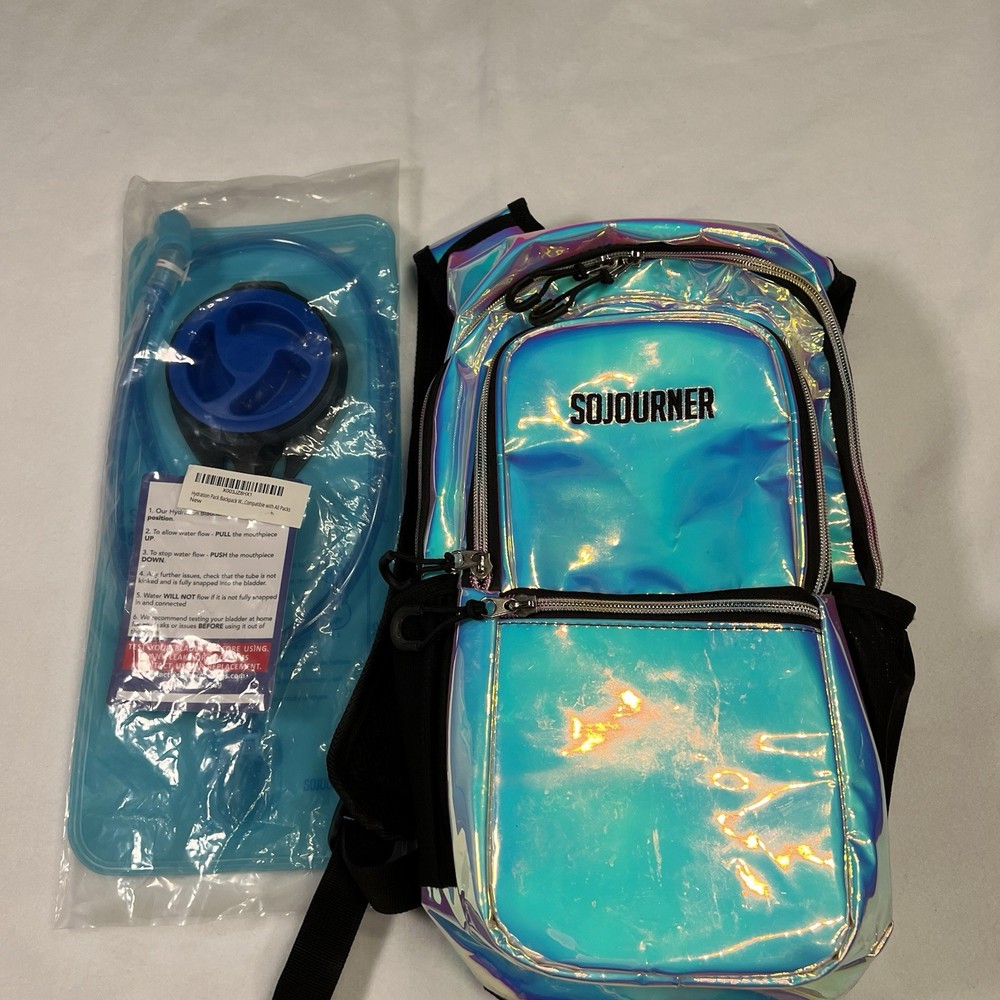 Sojourner Rave Hydration Pack Backpack Hydropack BLADDER BAG Iridescent Silver
