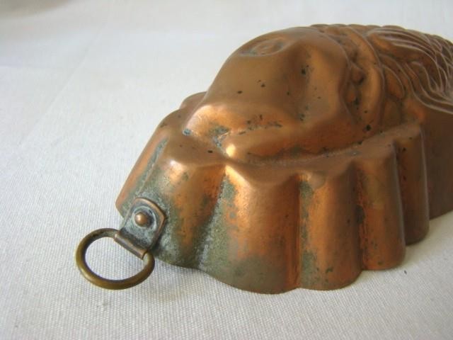 Vintage Primitive 9" Embossed COPPER Tin Lined FISH MOLD
