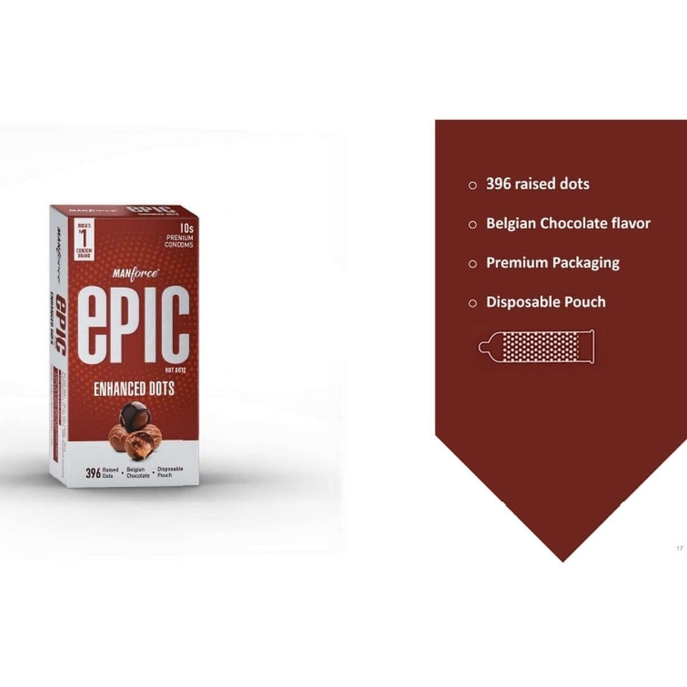 Manforce Epic Hot Dots Enhanced Dotted Premium Condoms (10 Counts)