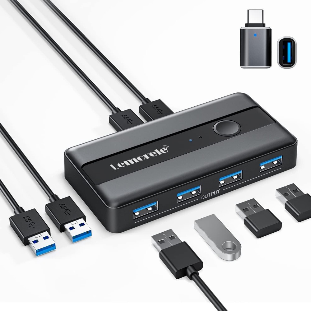 USB 3.0 Switch Selector 2 Computer Sharing 4 Devices Peripheral KVM Switcher Box
