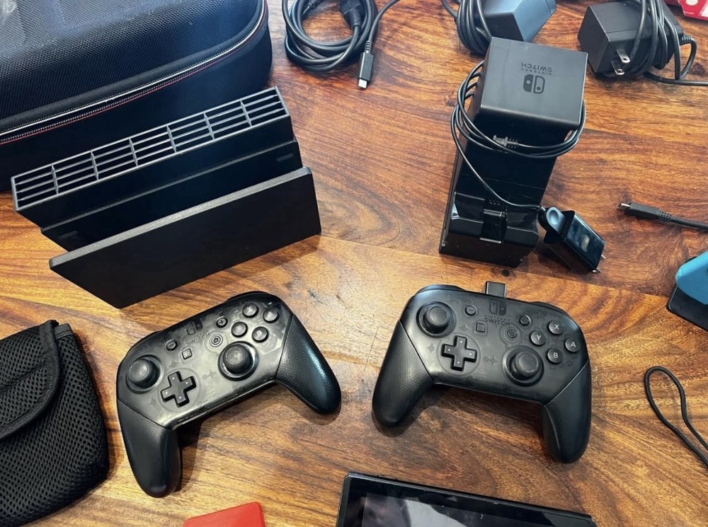 Nintendo Switch OLED Console Bundle Joy-Con Pro Controllers Dock Case