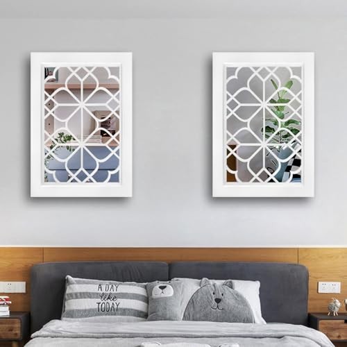 Set of 2 Rectangular Wall Mirror,Gorgeous Rustic 11x15 inch - 2 PCS White