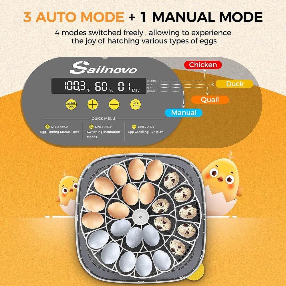 24 Egg Incubators for Hatching Eggs, Digital Poultry Hatcher Automatic Turning--