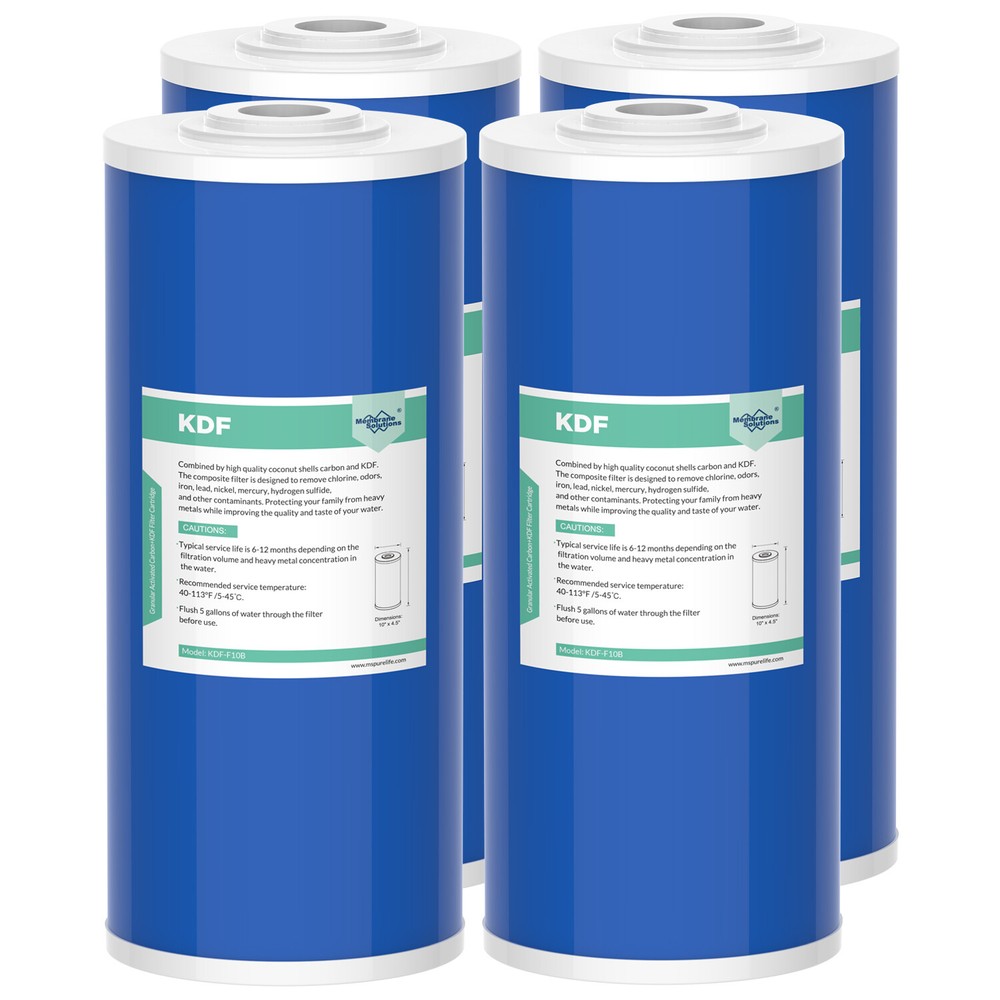 4 Pack 10"x4.5" Big Blue KDF Carbon Whole House Water Filter Softener Cartridges