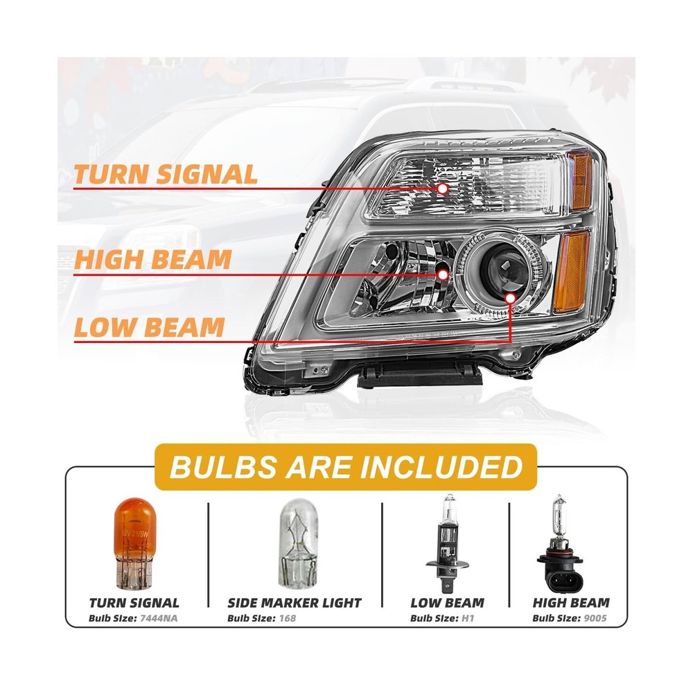 Headlight Assembly Compatible with GMC Terrain 2010 2011 2012 2013 2014 2015,...