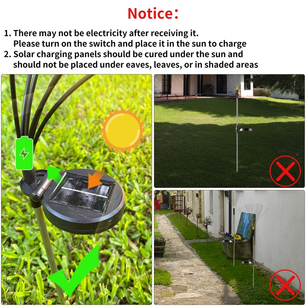 JJGoo Solar Firework Lights, 2 Pack 120 LEDs 2 Lighting 2 Pack, Cool White