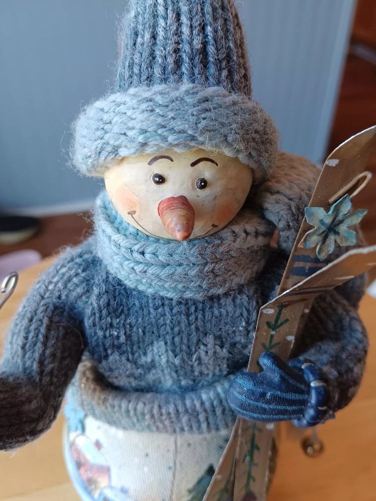 Fabric Mache Sking Snowman