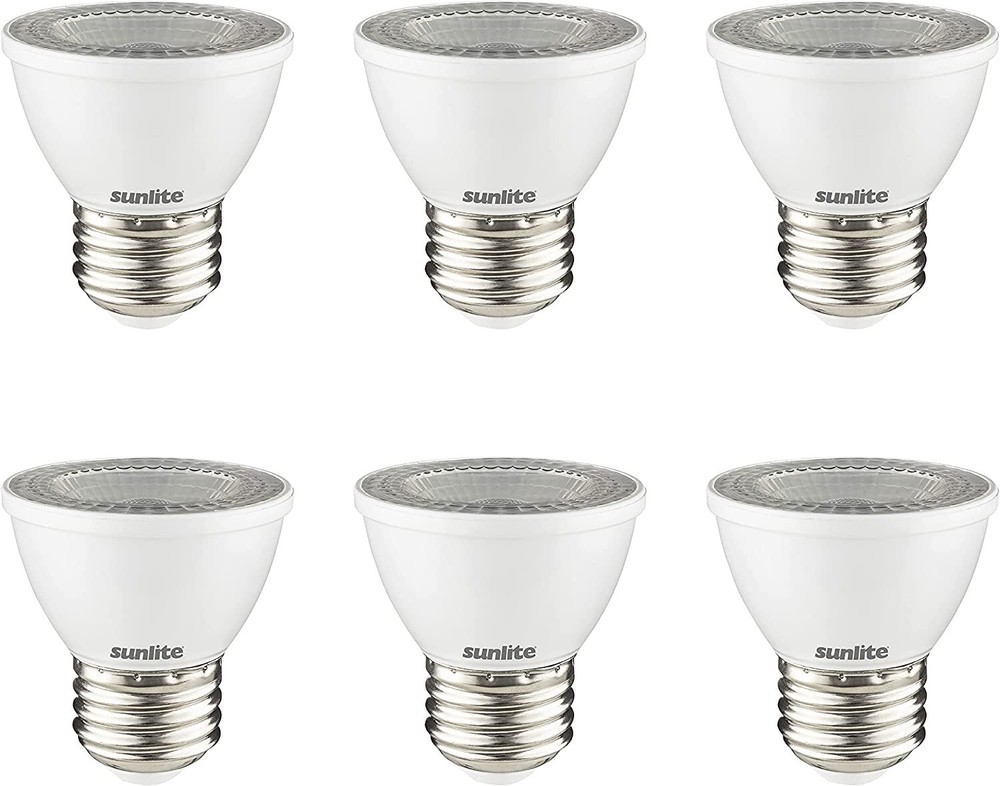 Sunlite PAR16 Recessed Spotlight Bulb Short 7W E26 Base 3000K Warm White 6 Pack